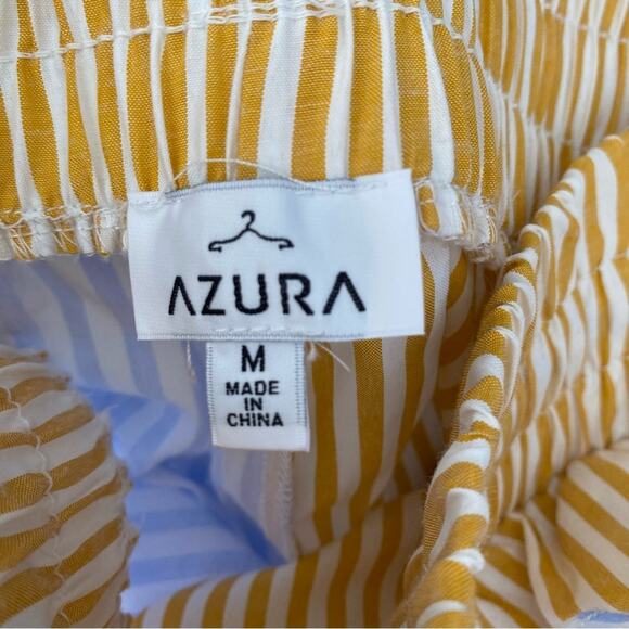 Azura Stripe Set Yellow Blue White Shorts Button Down Shirt size medium - Picture 11 of 12